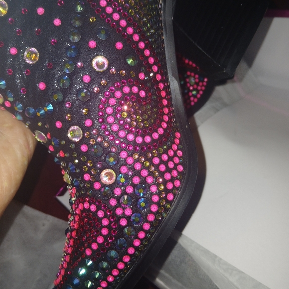 Colorful Rhinestone Cross Design Boots - Picture 6 of 7